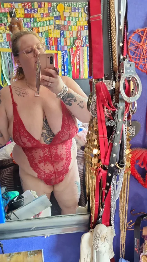 Thumbnail Bbw Beauty: Rocking the Skimpy Red Lingerie by Cindytyne_NZ