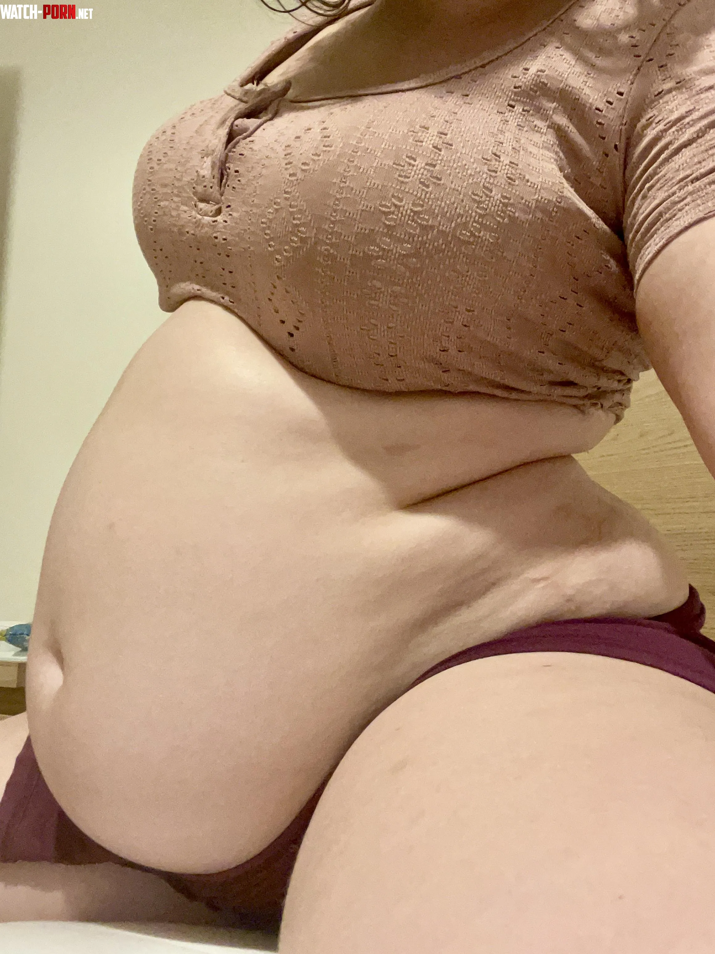 My fat belly hides my skirt  by FatteningPrincess