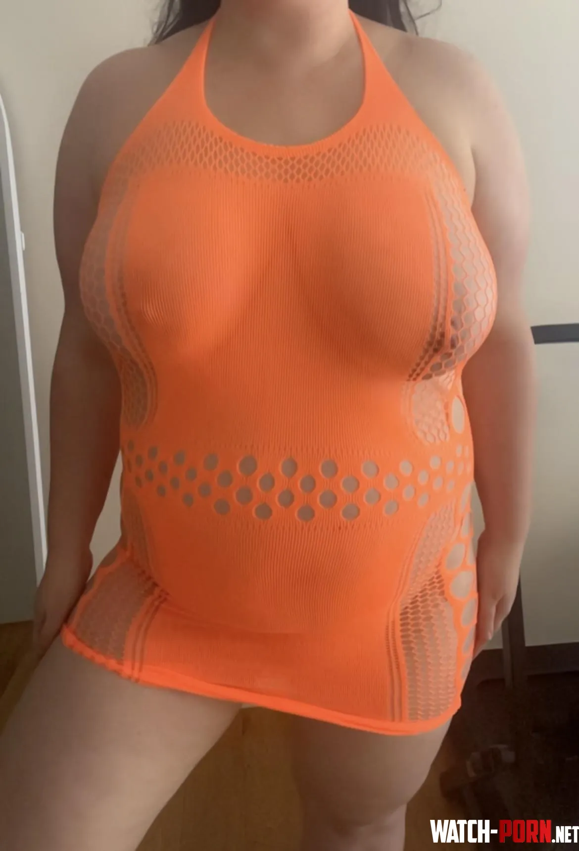 a neon orange fishnet dream by AudacityFizz