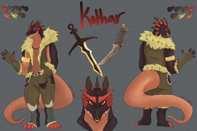 Thumbnail Reptile Ref Sheet Open by SingerScribbles | Furry Category