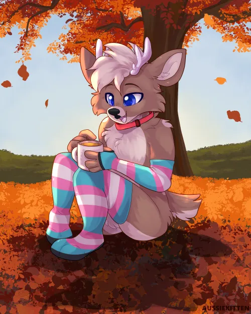 Thumbnail Cozy Fall Vibes by Aussie_Kitten_: Deerb YCH Art