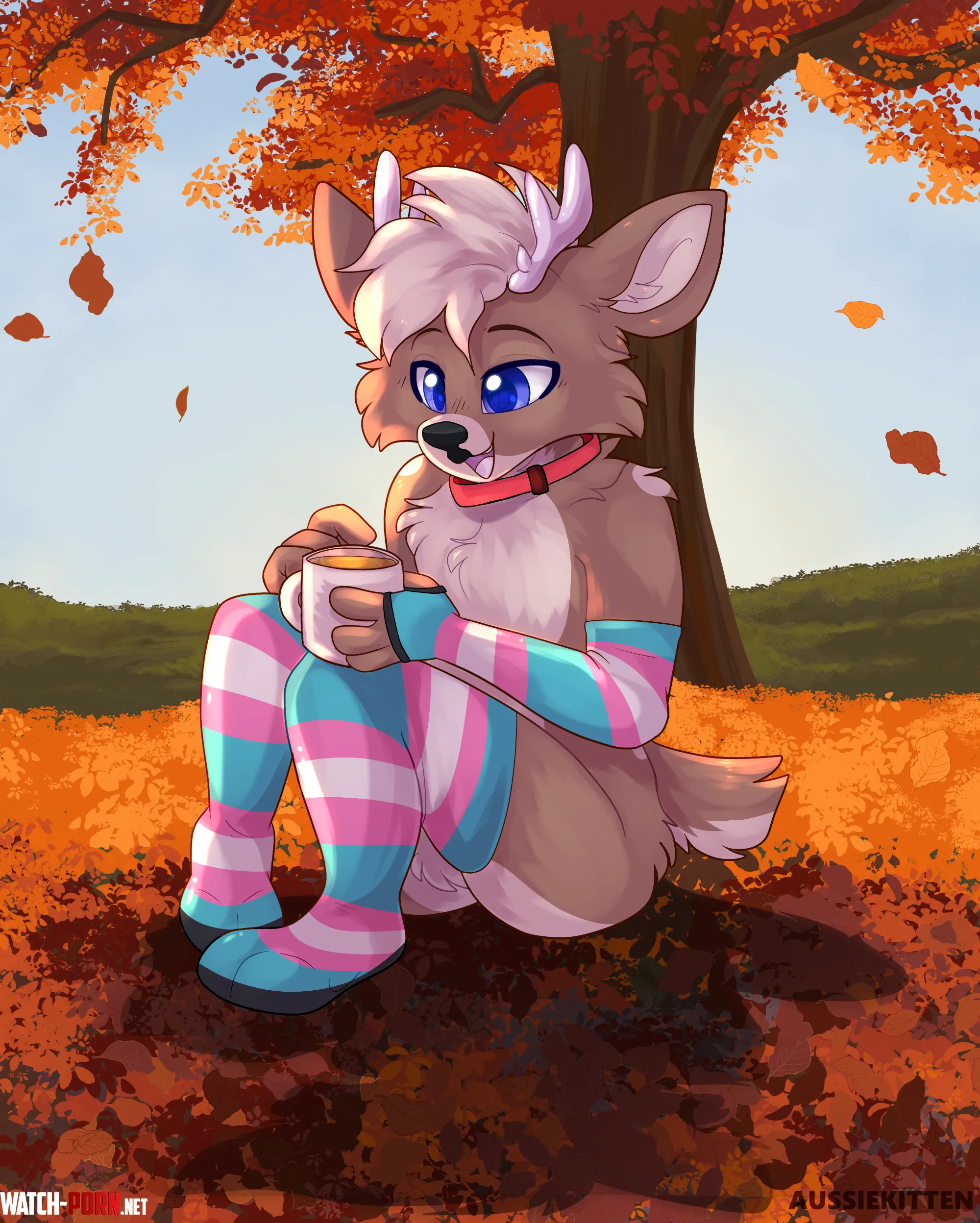 Deerb enjoying the cozy fall vibes  YCH for SawenDev  by Aussie_Kitten_