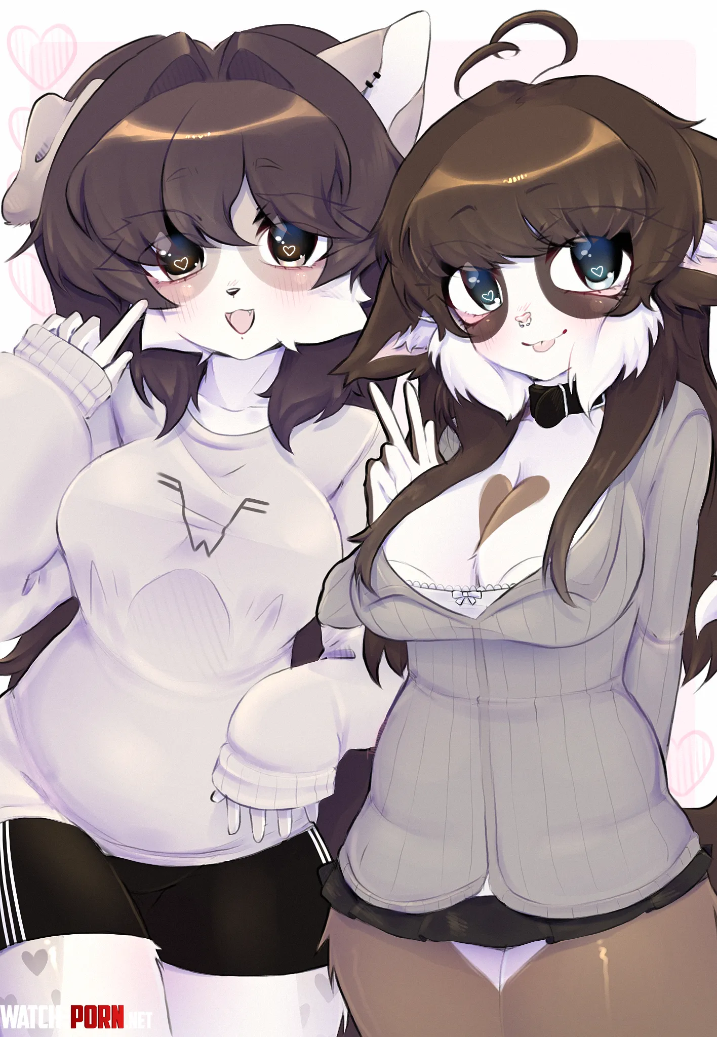 two cat girls call that meow mix art by me takkunaki by takkunaki