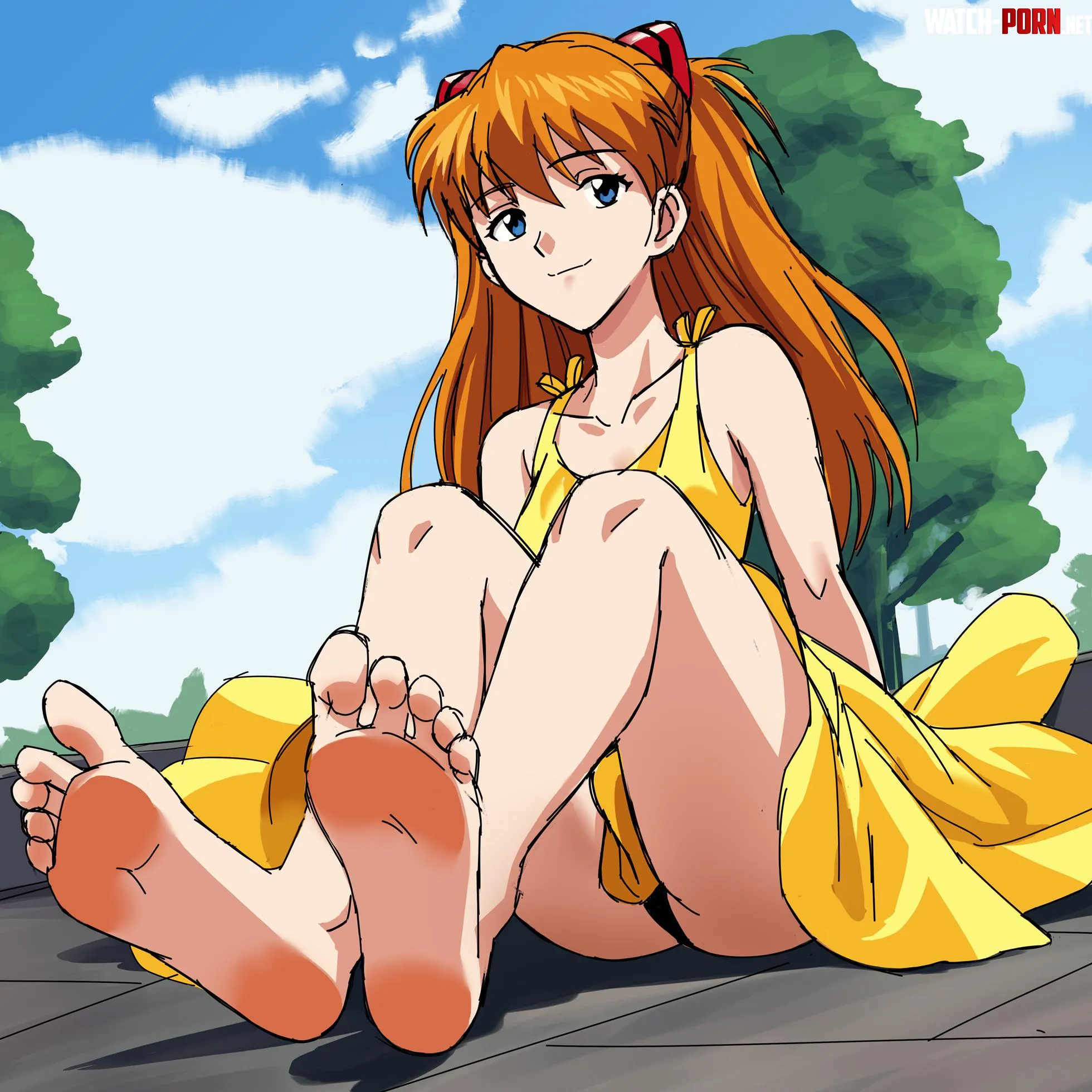 Asuka yellow dress sketch wip OC by conejologia