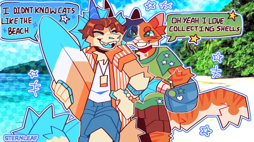 Thumbnail Bubbles and Charlie: Besties at the Beach by SternLeaf in the Furry Category