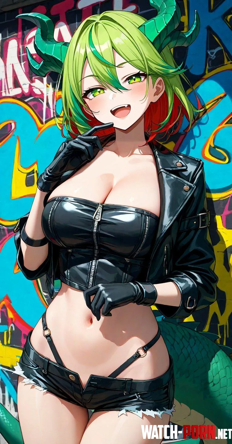Dragon Girl in Leather  by CheetahSperm18