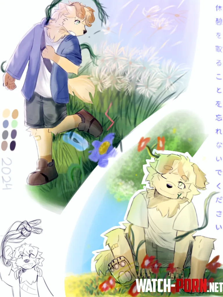 Plant dog Dog plant Dog with the plant on him Greenie by heizuuuuuu