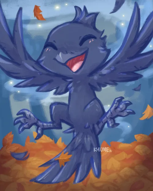 Thumbnail Enjoying Fall: A Raven's Delight by kazunekomori in the Furry Category