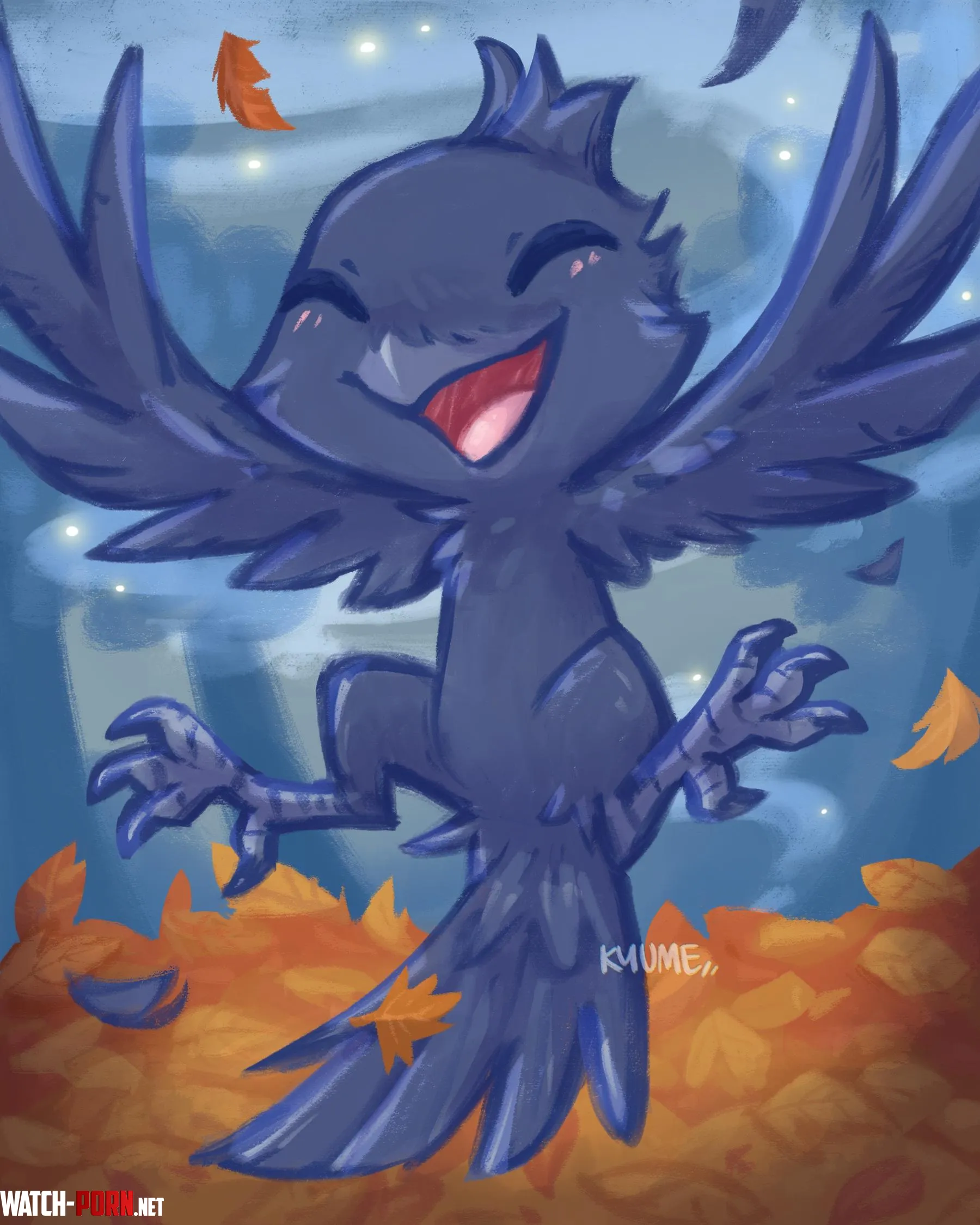 Just a raven enjoying fall weather by kazunekomori
