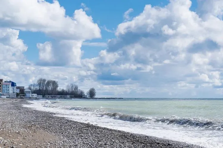 Thumbnail Pebble Beach and Clouds: Serenity by the Sea