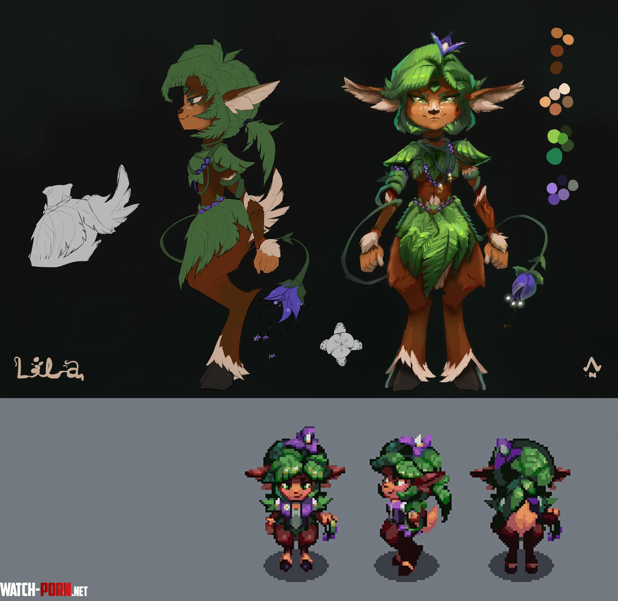 Pixelling the Deer Druid D by artificer111