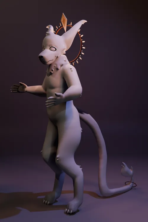 Thumbnail Spac3Garbag3 Showcases 3D Furry OC Sculpt Misery | Furry