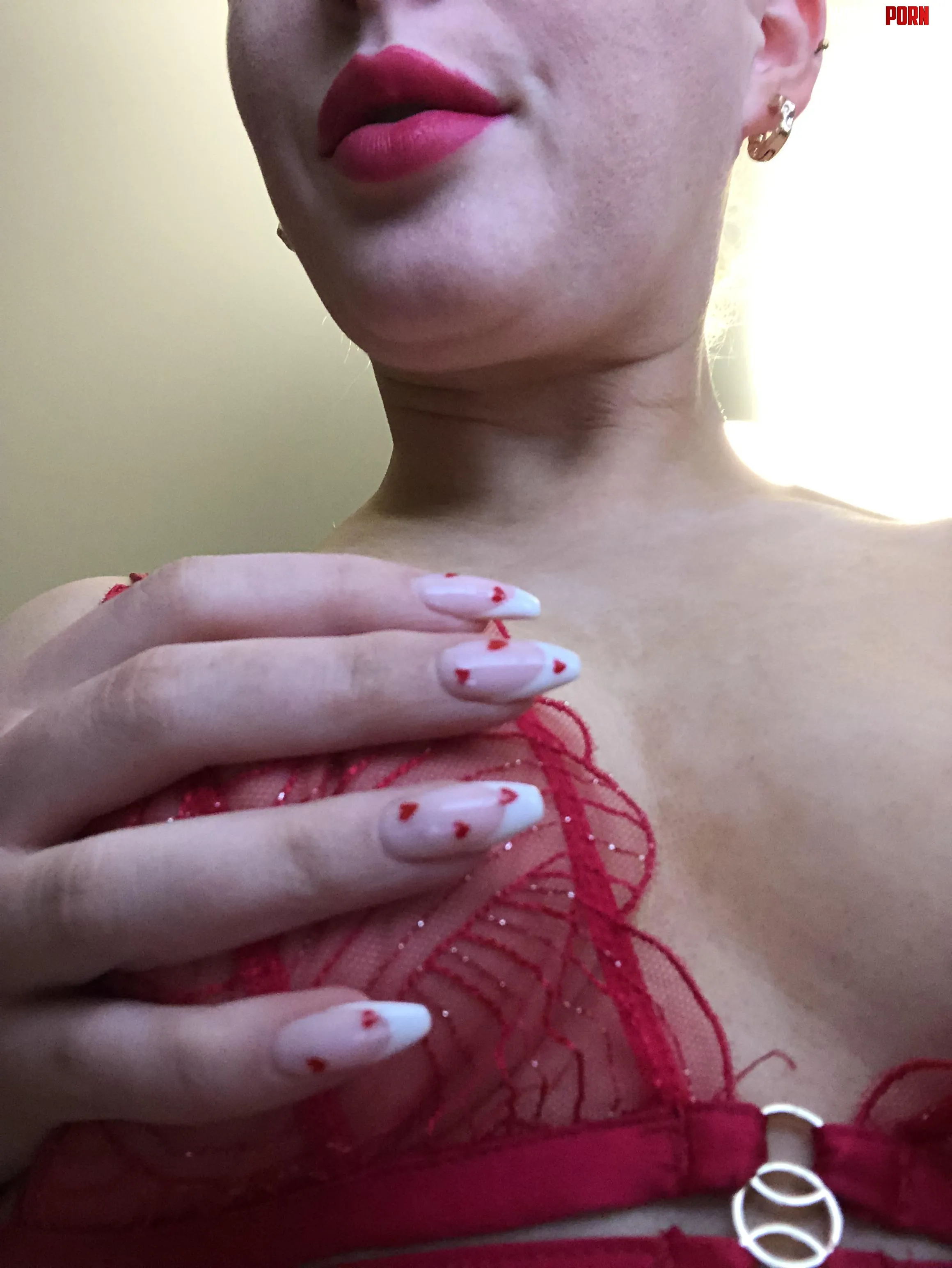 Red lips red lingerie and little red hearts on the manicure What do you think by Daisys_Day
