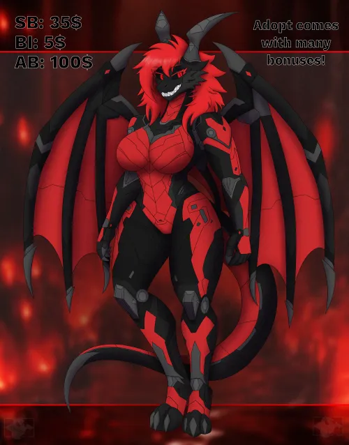 Thumbnail Demonic Robot Dragon Girl Adopt MB 35 | Bid Auction by BrazilianFlamingo
