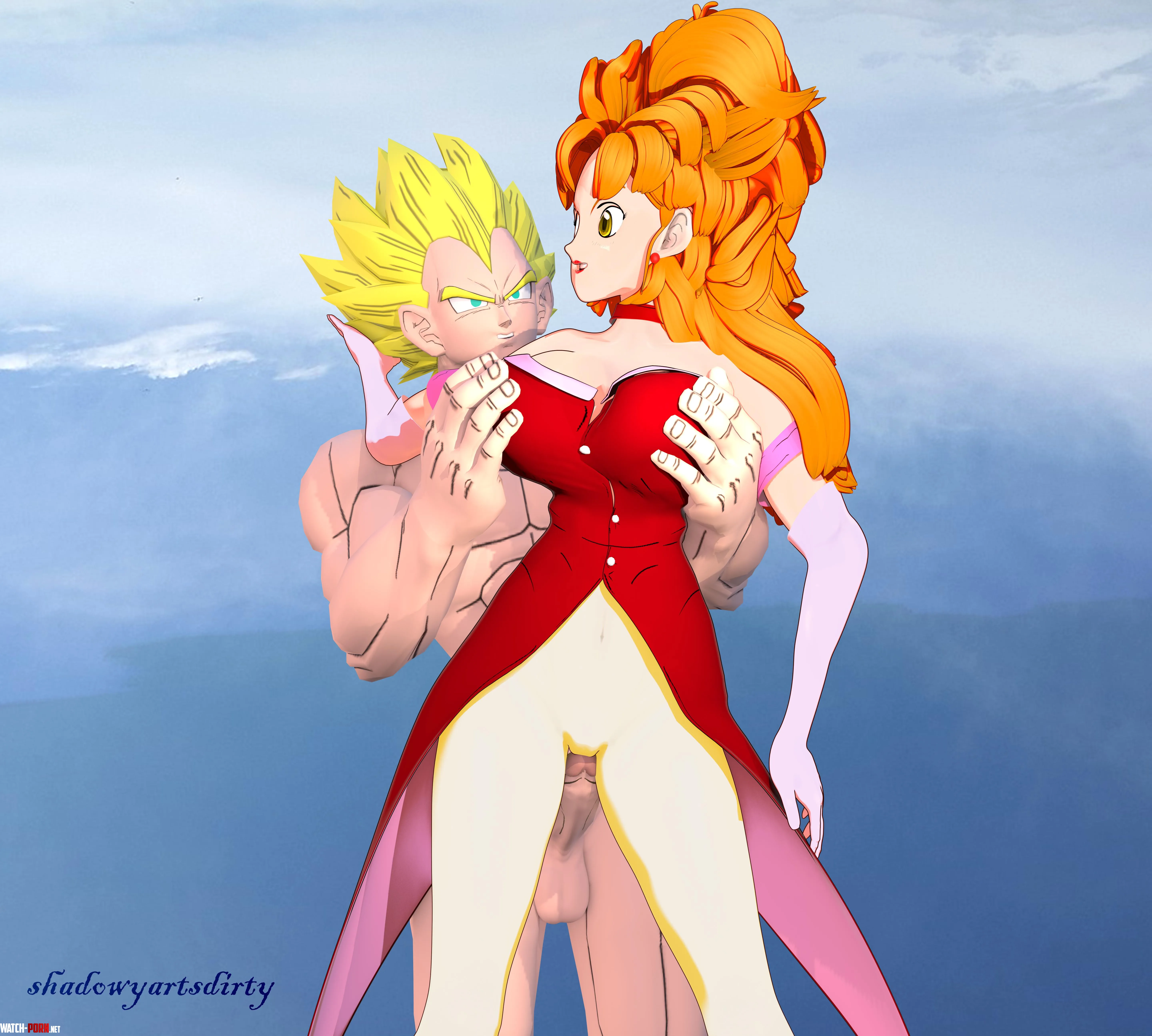 Miss Pizza being boob fondled by Vegeta shadowyartdirty Dragon Ball by shadowyartsdirty