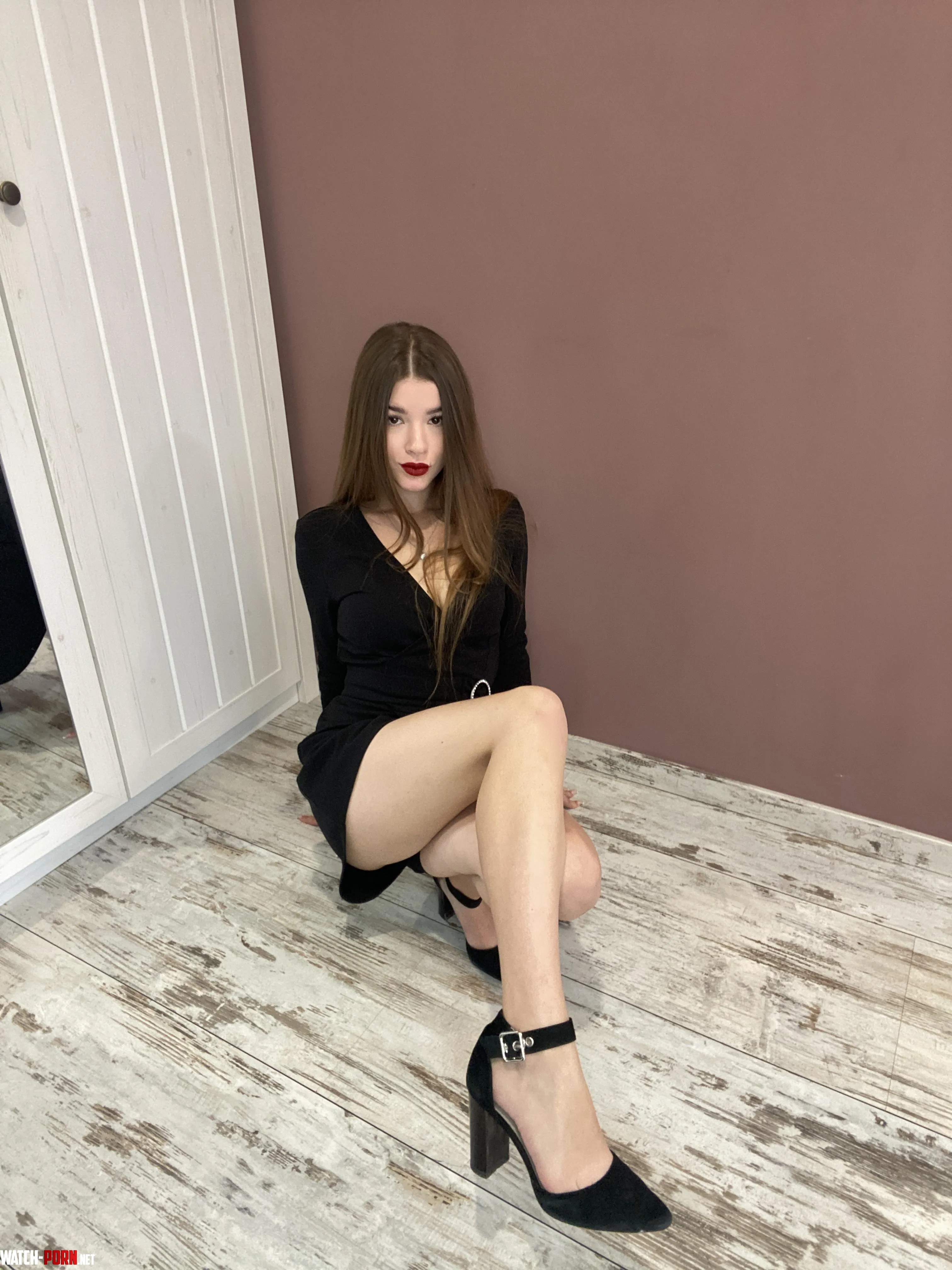 a tight black dress that emphasizes my sexy figure by Inevitable_Detail894