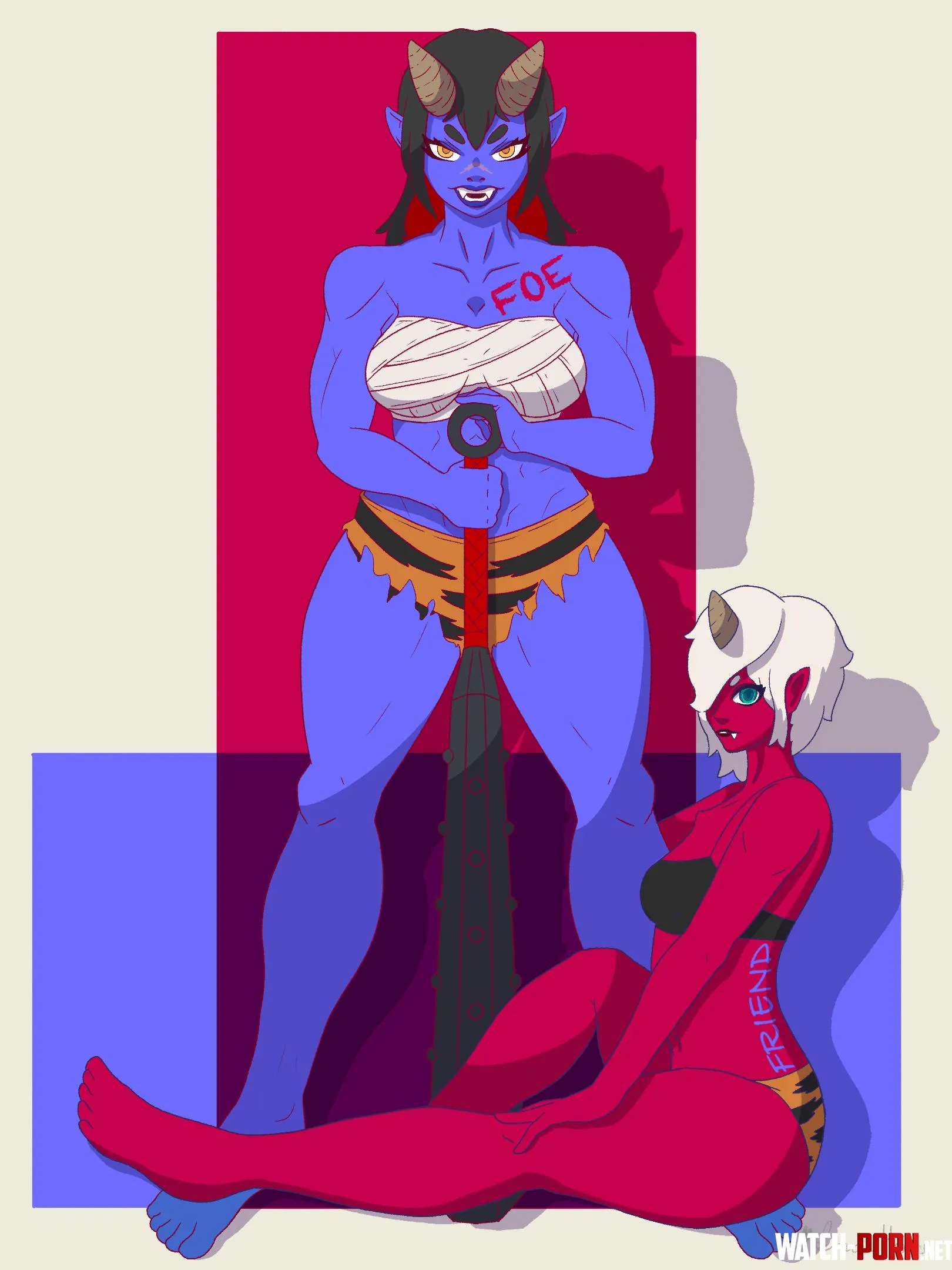 Red And Blue Oni oc by BriaraBountiful
