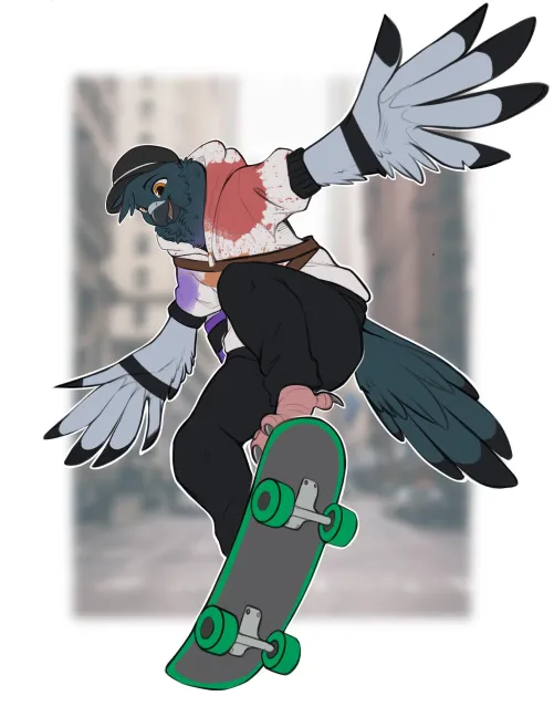Thumbnail He Was a Skater Birb Art by Morning_Mocha | Furry Talent