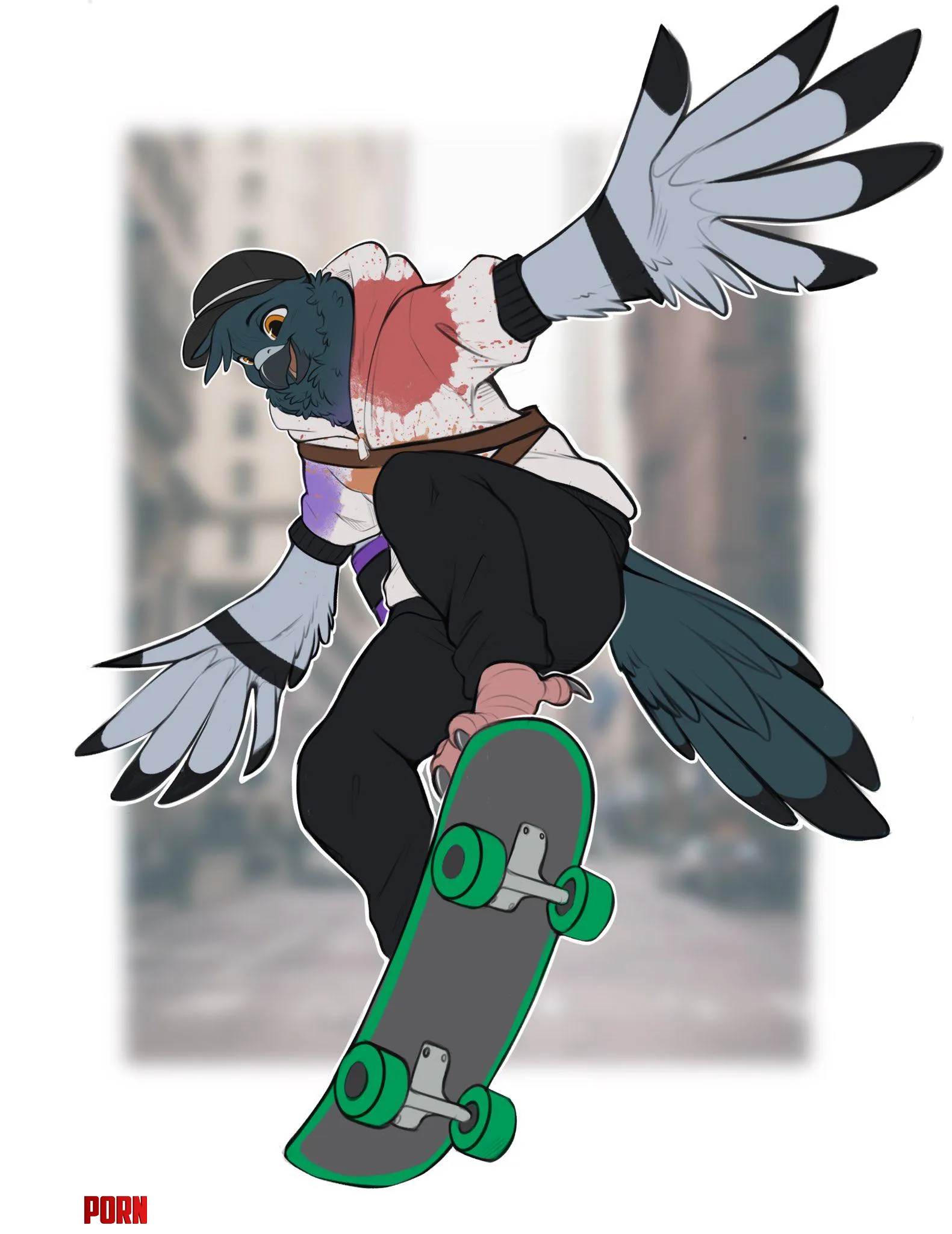 He was a skater birb  art by myself morningmocha on twitter  by morning_mocha