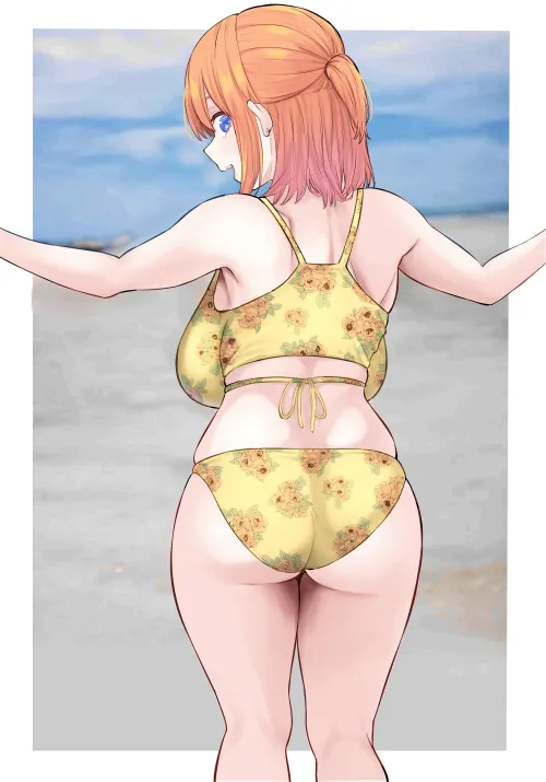 Thumbnail Yotsuba Enjoying The Beach In Her Floral Bikini: Quintessential Quintuplets Ecchi Escapades | ecchi