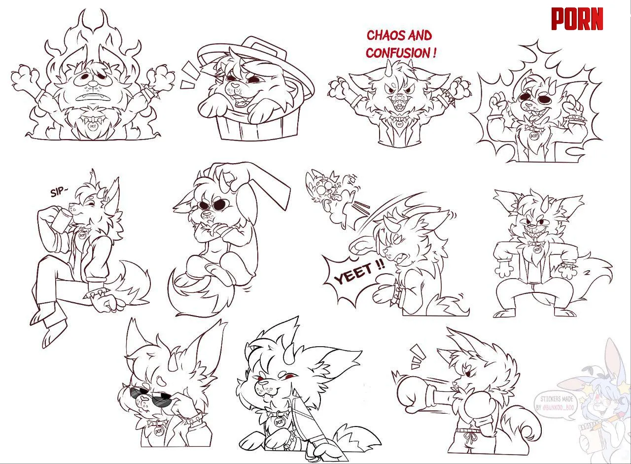 Art by me More stickers commission  line art  by Bunkoo_Boo