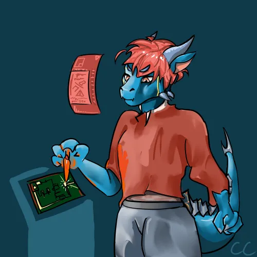 Thumbnail Cumcreater's Cyberpunk Dragon Creation: A Technological Wonder