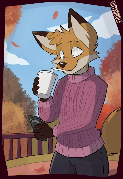 Thumbnail Autumn Stroll SuitedWolf Art by DL2828 | Furry Delight