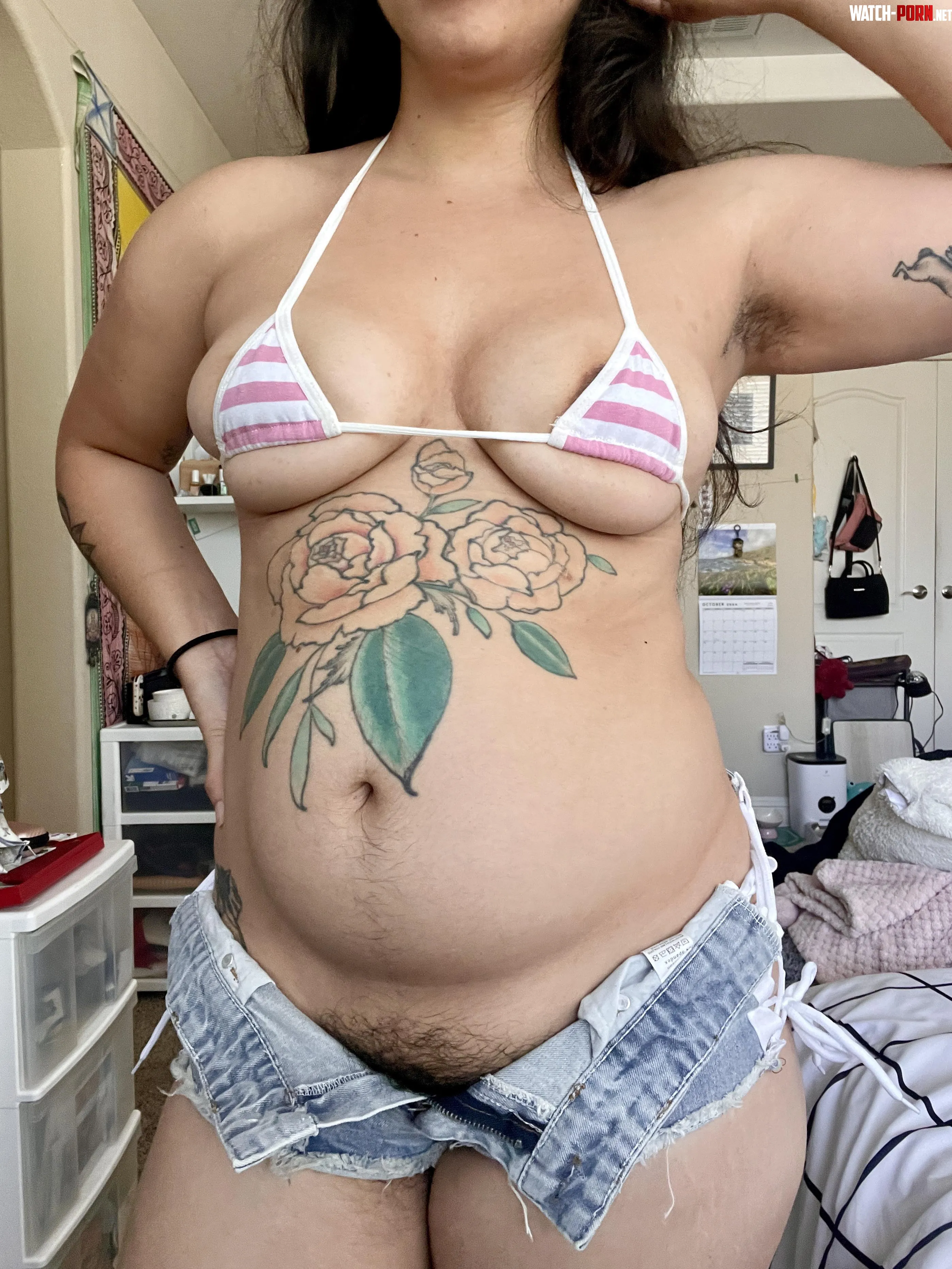 Tiny bikini tiny shorts big bush by sweettealeaf
