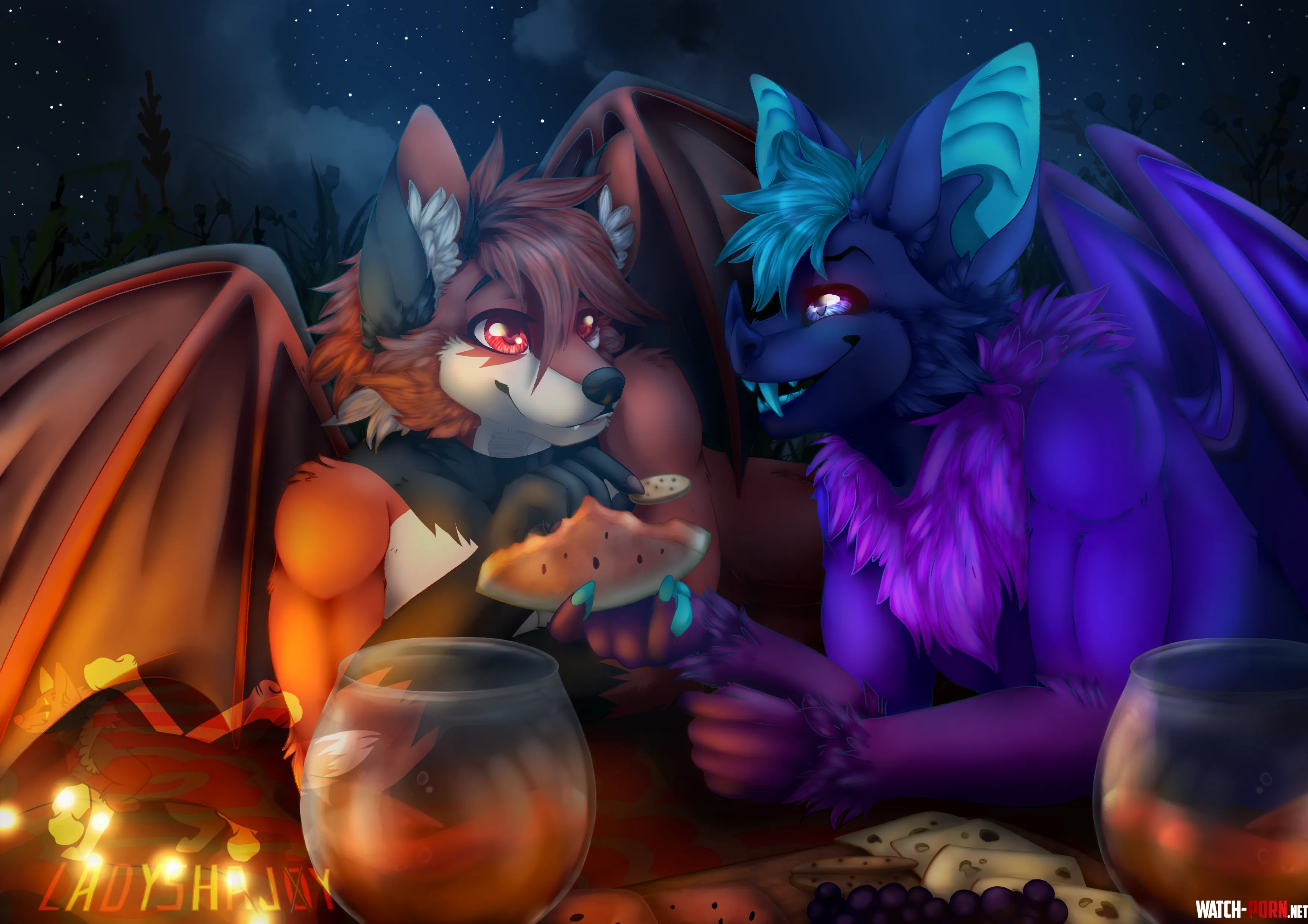 What about a little picnic under the moonlight  Art by me by LadyShajoy