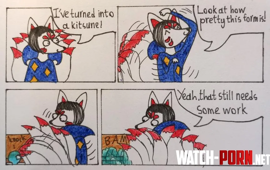 Clumsy kitsune art by me  by MrMoor2007