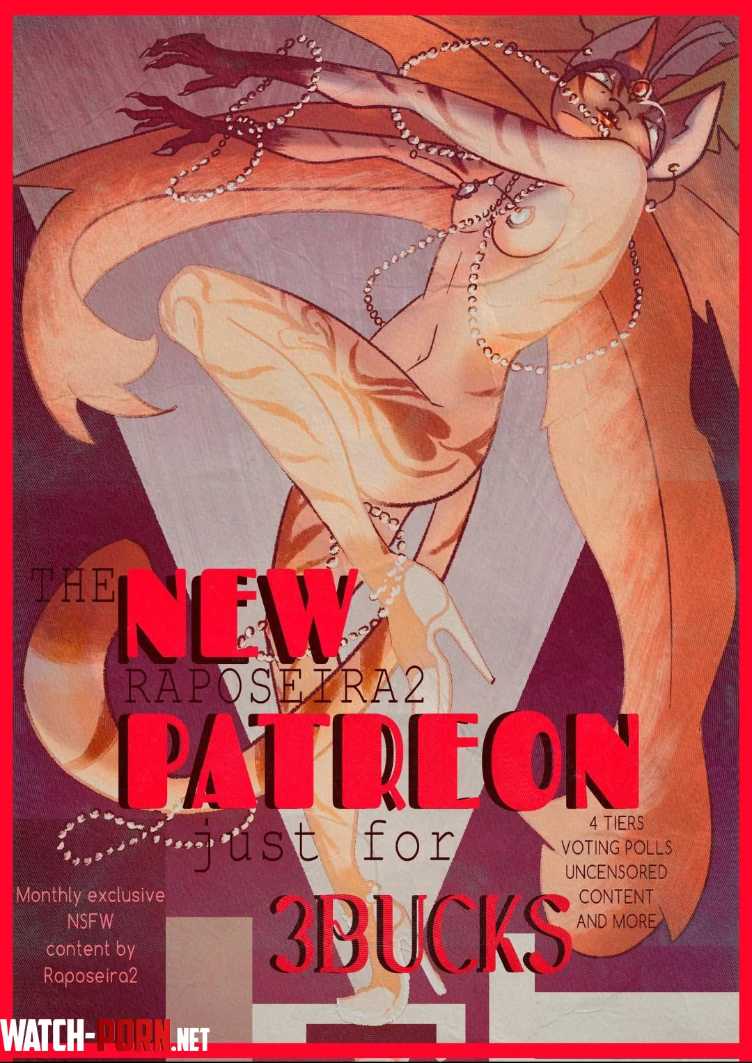 Art nouveau inspired poster I drew to promote my Patreon  by Raposeira