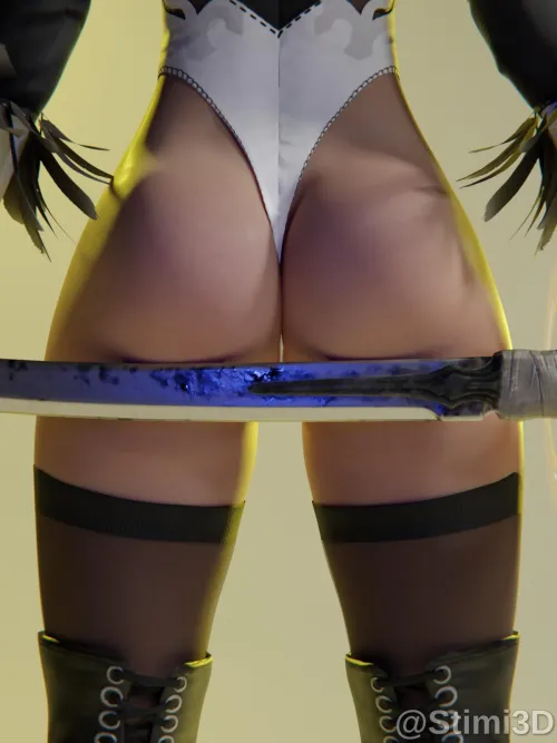 Thumbnail stimi_3D Explores 2B's Sword in Stimi3D Nier Automata thighdeology