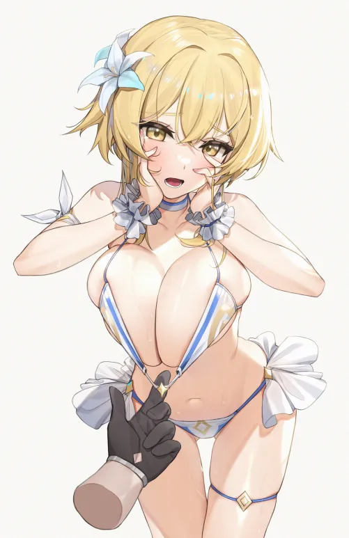 Thumbnail Sensual Delights: Pulling on Lumines Swimsuit in Anime by marxsander2016