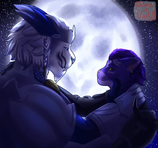 Thumbnail Moonlight Cats by WonderOfUwU: Exquisite Furry Artwork