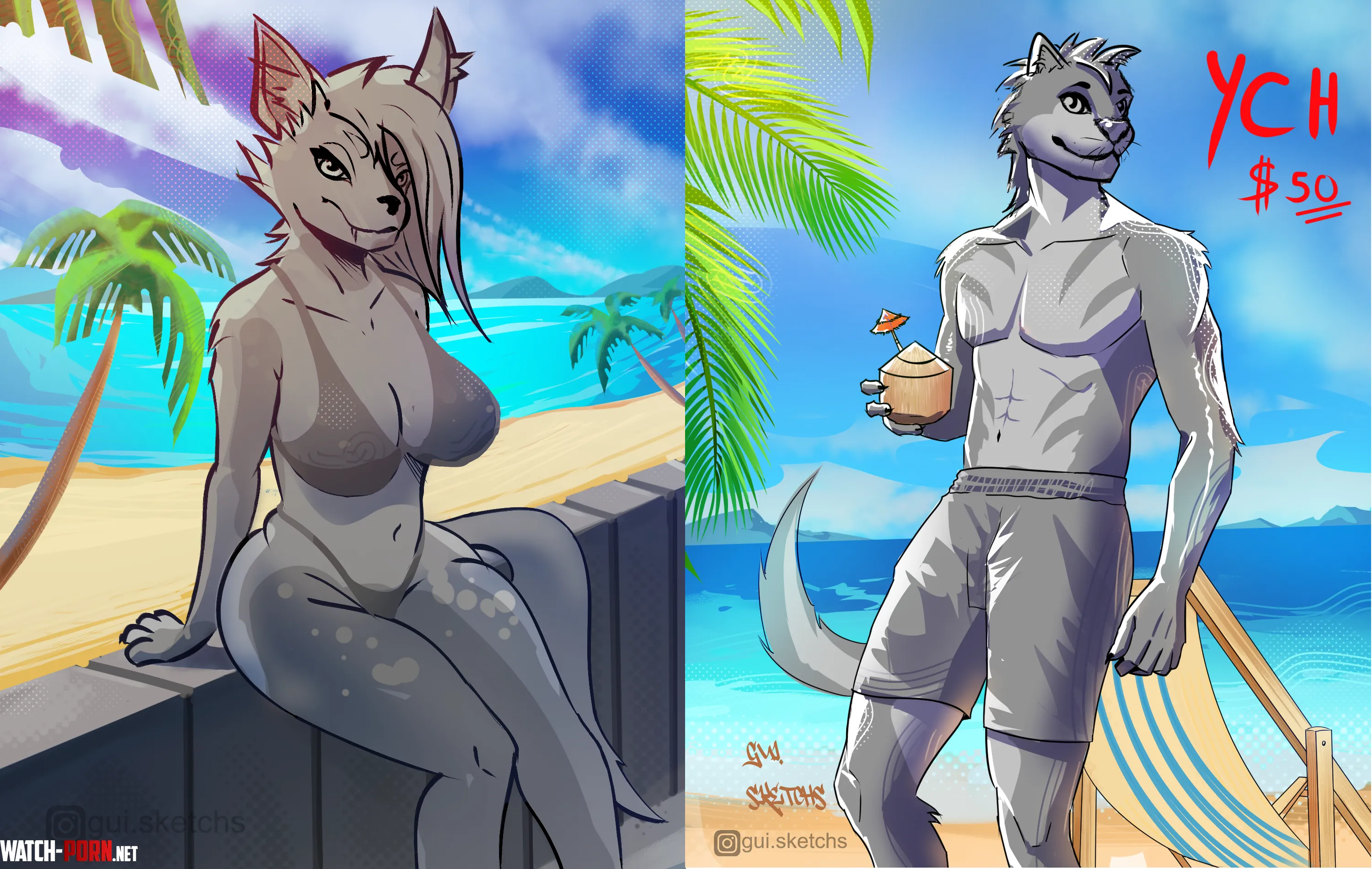  Hello guys Summer Beach YCH  Still Available Any SpeciesCome get yours  Dm Me By Me by gui_sketchs