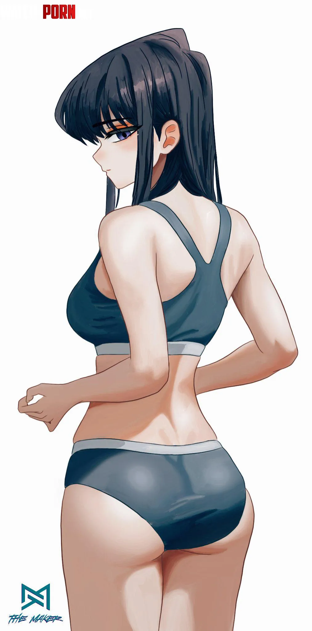 KomiSan Wearing Her Sports Bra And Panties Komi Cant Communicate by Csxc