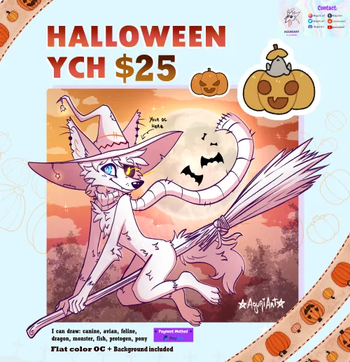 Thumbnail Halloween YCH Art 25: Spooky Furry Creations by ZER0AGURIART in furry