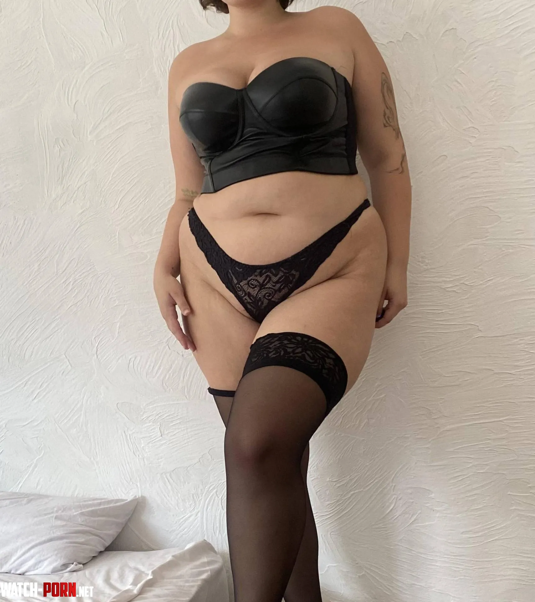 Sexy lingerie sexy stockings and leather corset bra by _Ameriya_