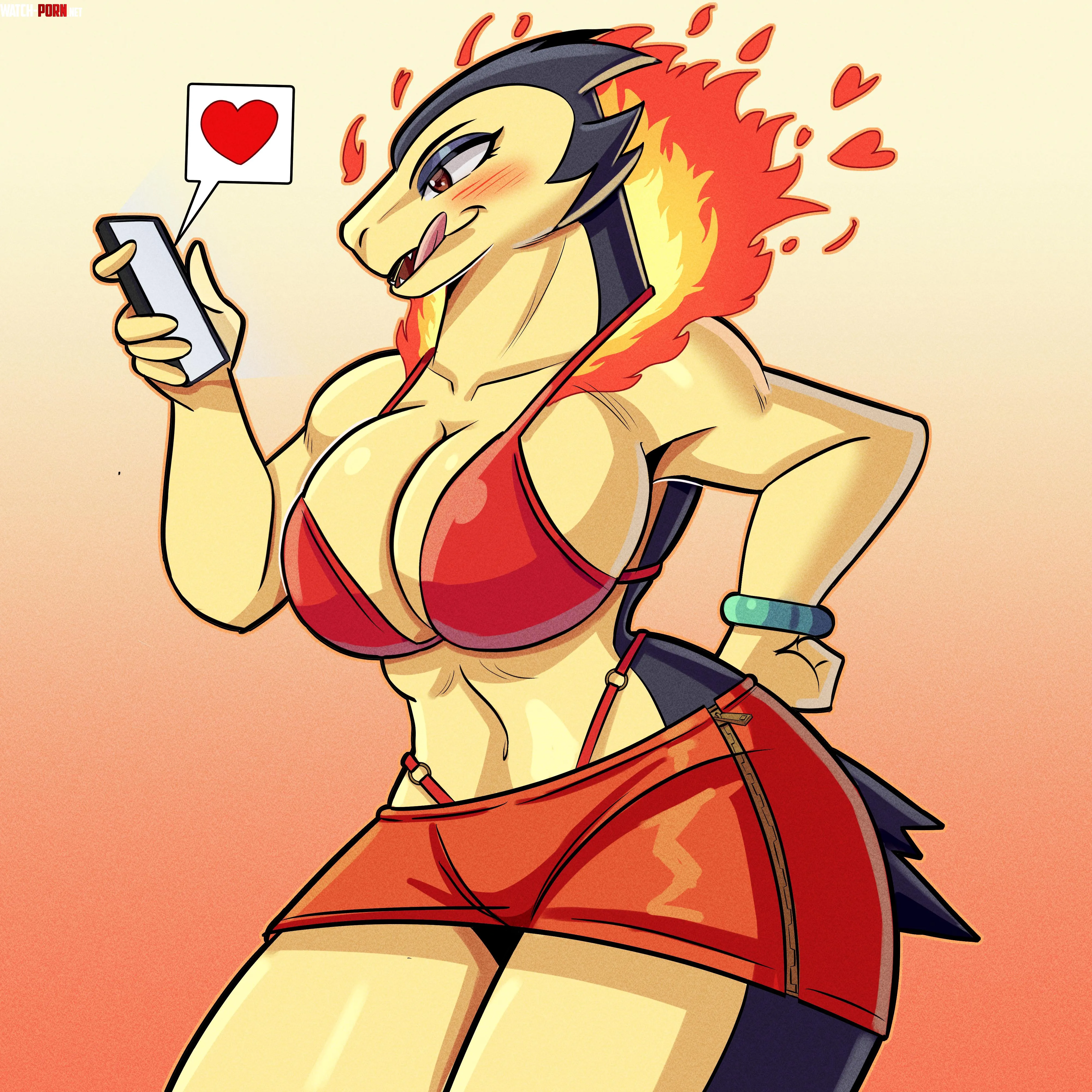 Pokemon Furry Typhlosion vibrating with the hype on social media Art by me  by rodolfoslime