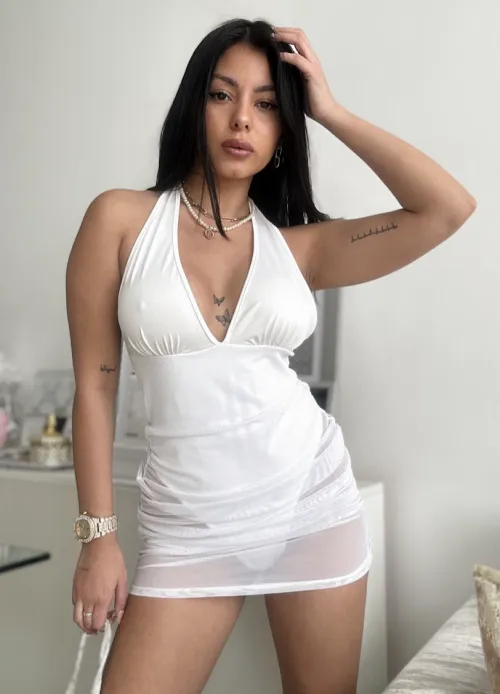 Thumbnail Falling in Love: Lazy-Magician-4326's Tight White Dress Temptation