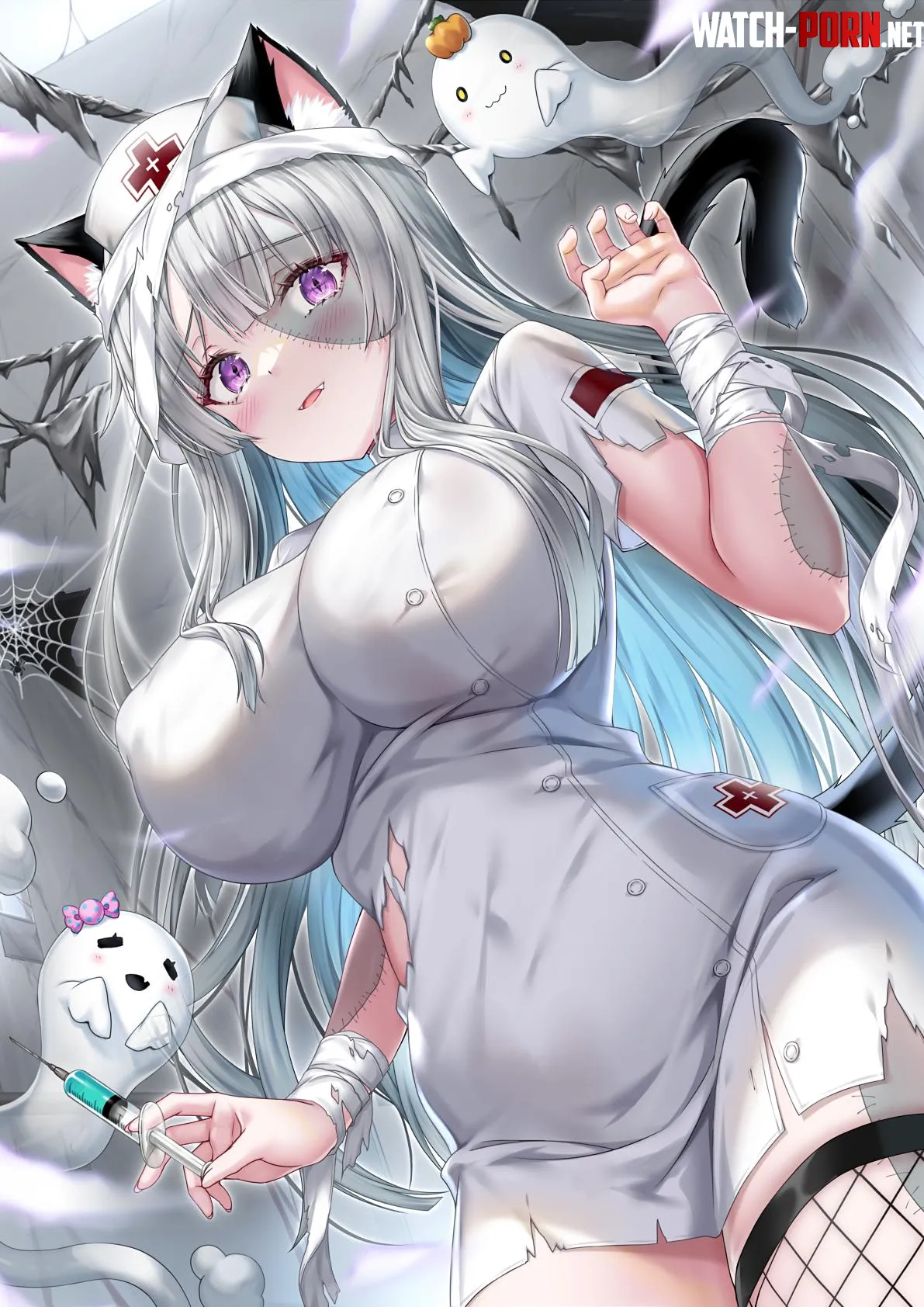 Zombie nurse cat kyariko by FoehammersRvng