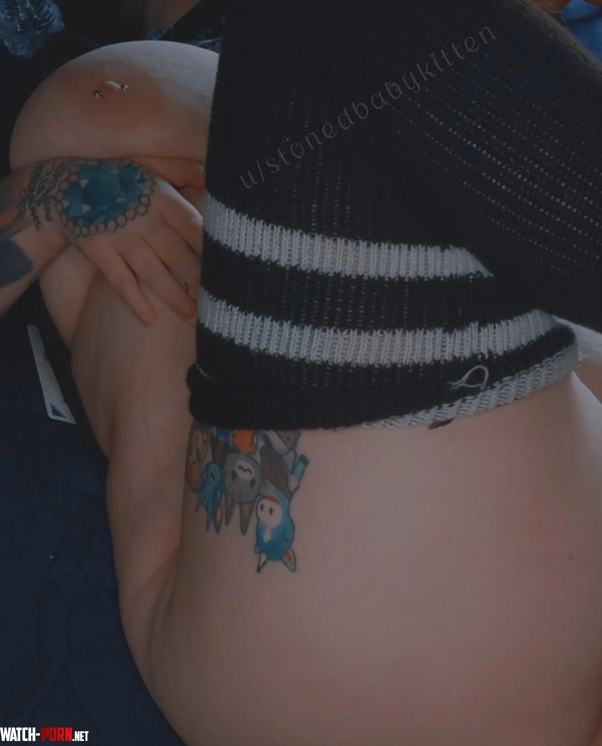 Cuddle beside me  Feeling pretty horny though by Stonedbabykitten