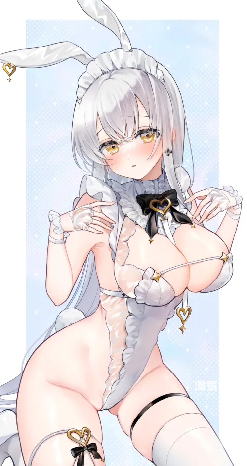 Thumbnail Discover the White and Golden eyed bunnygirl by marxsander2016