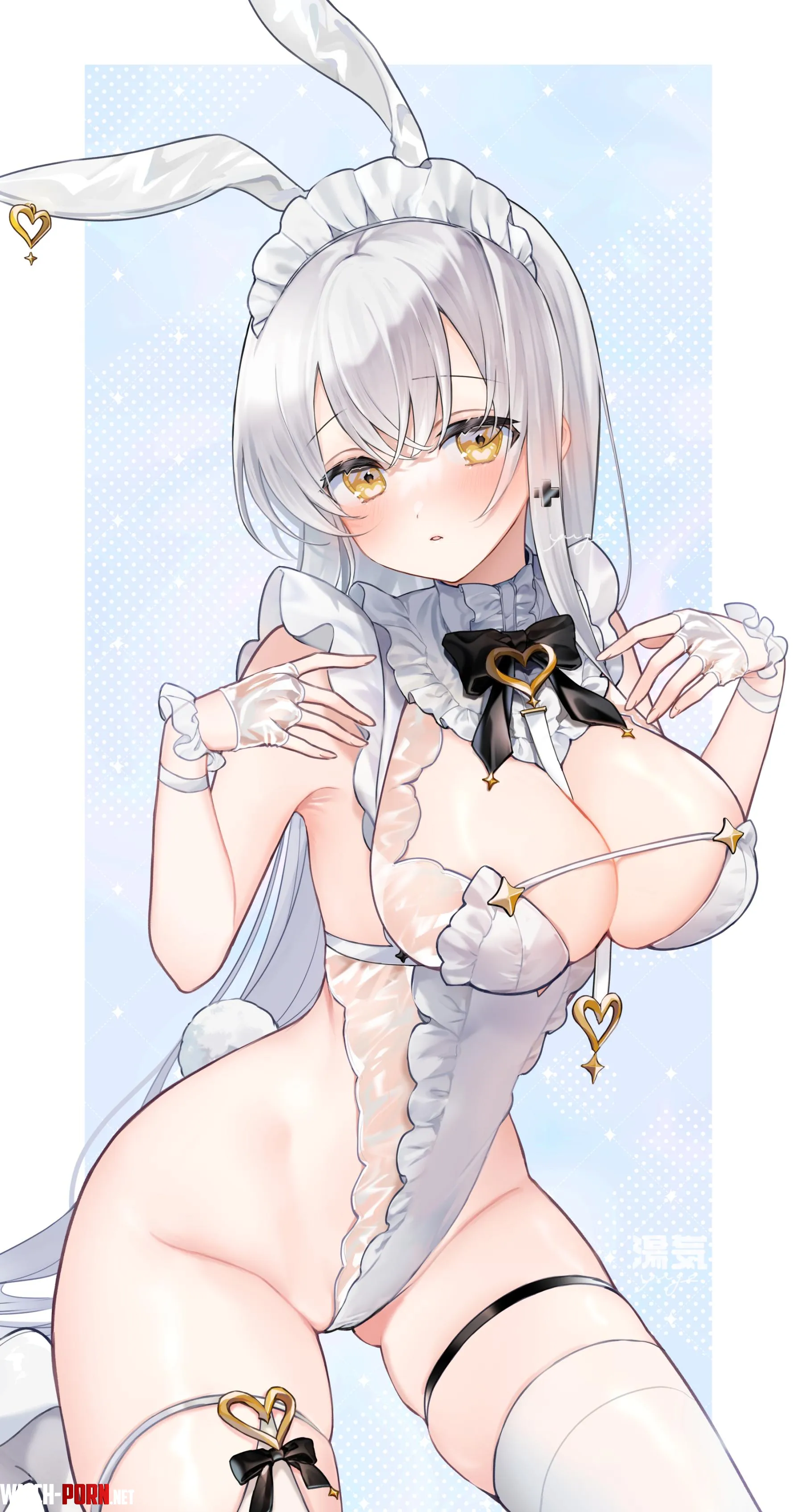 White and Golden eyed bunnygirl by marxsander2016