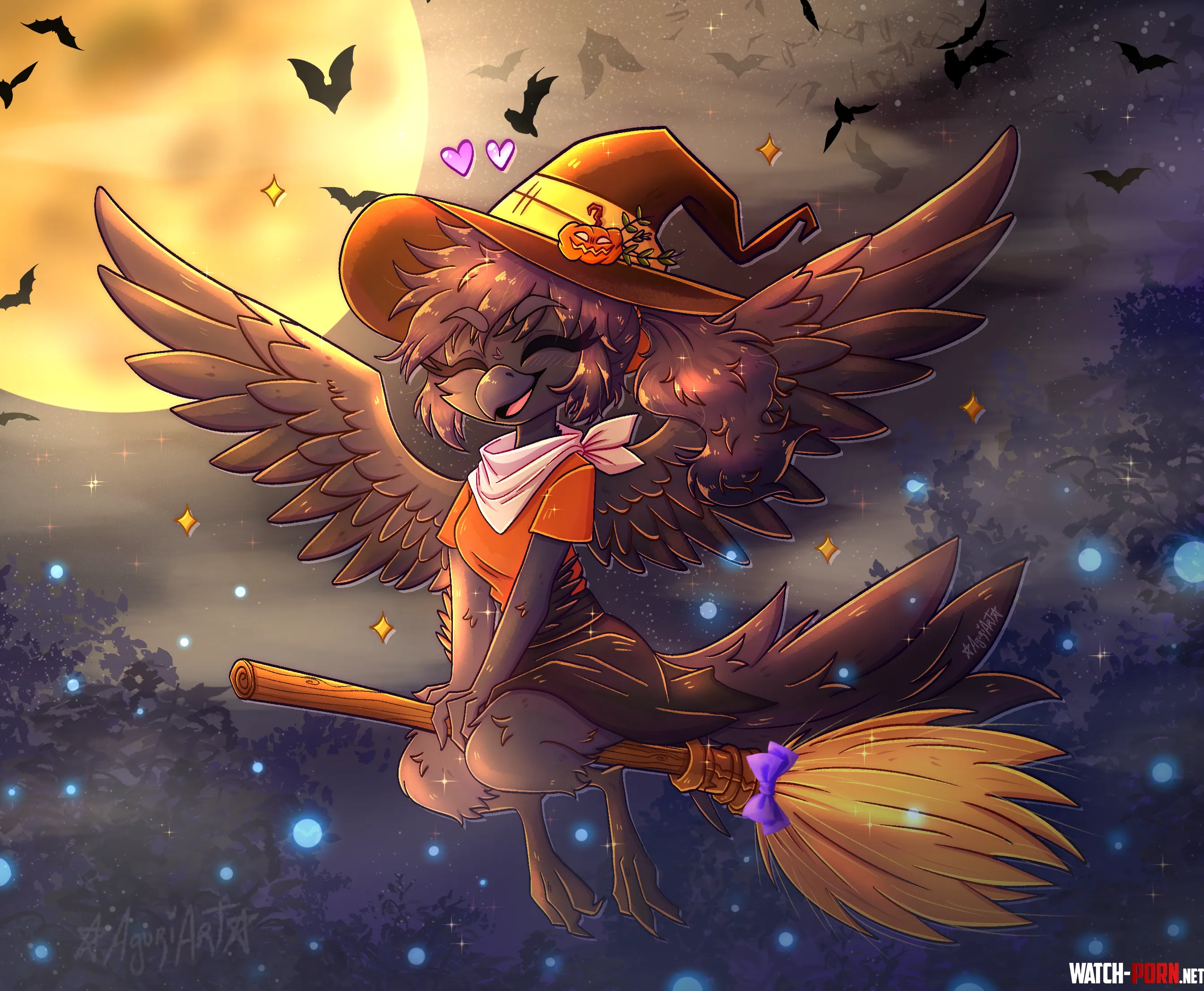 Halloween birb commission by ZER0AGURIART