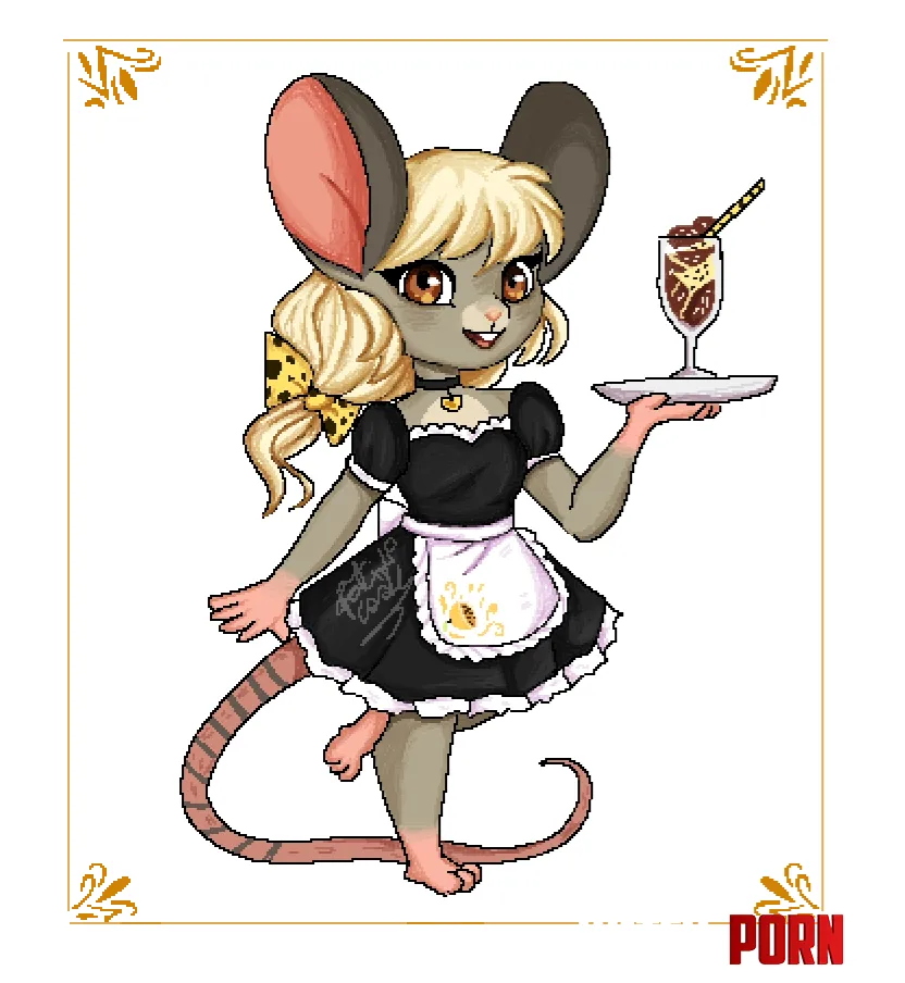 maid rat serving you passion fruit ice cream art by me  by Edmondghost