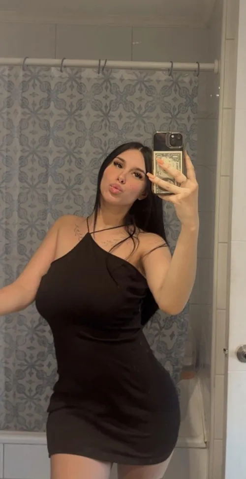 Thumbnail Captivating Elegance: Cute Latina in a Black Tight Dress by Sea_Experience_6918