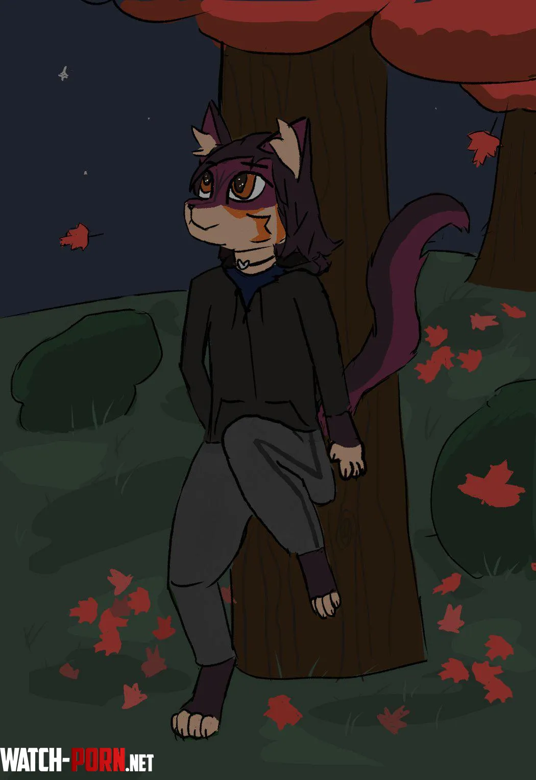 Leaning against a tree by FamMiner