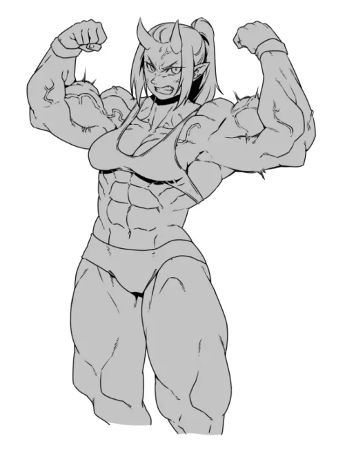 Thumbnail Bicep Flexing Demon Minew01 by TheTMoneyMan | fitdrawngirls