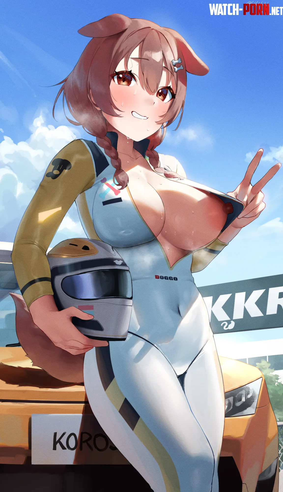 Korone in her racing suit frikulu Hololive by llamanatee